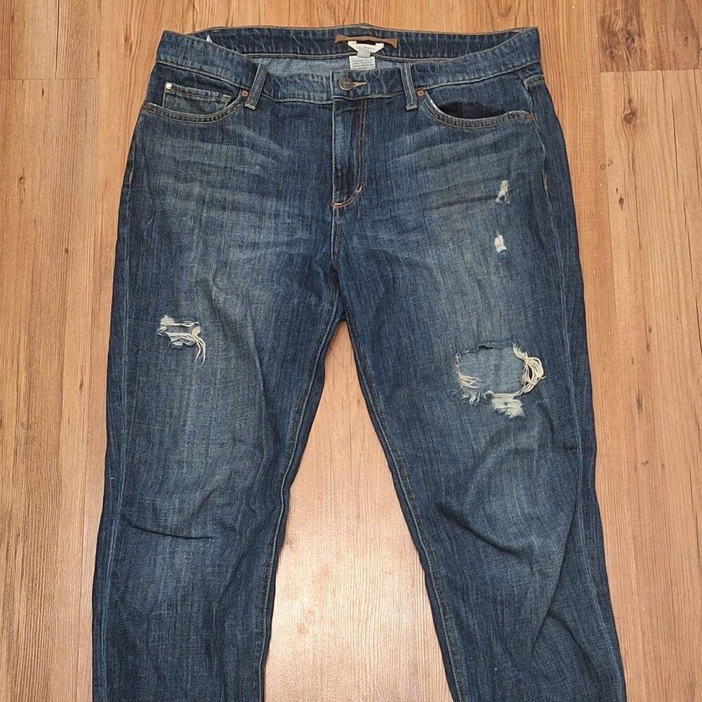 Else Denim Distressed Boyfriend Jeans - Dark Wash